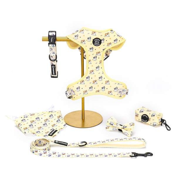 Dog Harness and Leash Collar Set with Dog Poop Bag