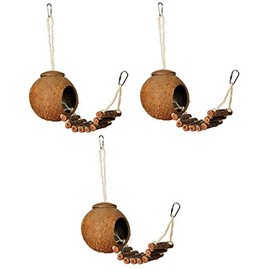 Prevue Hendryx 62801 Naturals Coco Hideaway with Ladder Bird Toy (3 Pack)