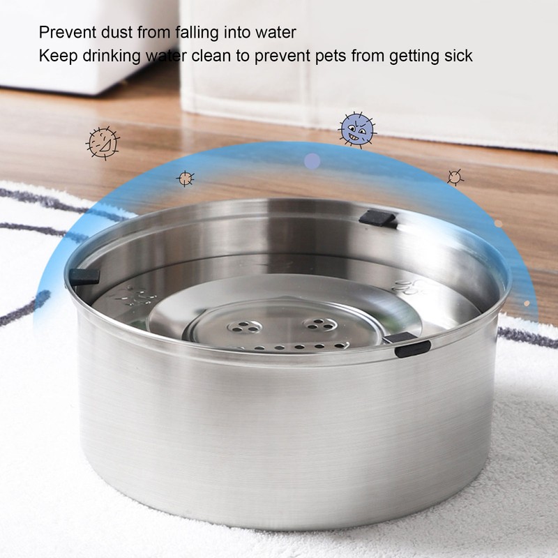 Dog Water Bowl Dispenser 304 Stainless Steel Spill Proof 3L