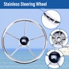 Amarine-made13-1/2 Inch 5-Spoke Destroyer Style Stainless Boat Steering Wheel