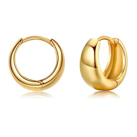 EPIRORA Silver Hoop Earrings for Women, Gold Chunky Thick Hoop Earrings, Sterling Silver Huggie Cartilage Hoop Earrings Jewelry Gifts for Girls Men, 10mm