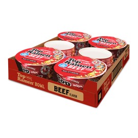 Nissin Top Ramen Bowl Ramen Noodle Soup, Beef, 3.28 Ounce (Pack of 6)