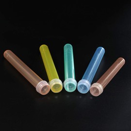 Labvida 50pcs of Plastic Test Tubes with Flex Caps, 50pcs Dia.16x125mm, PP Material and Assorted Color, Flex Cap Dia.16mm with PE Material, LVI002