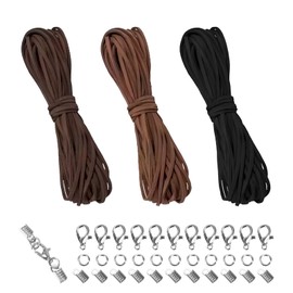 3 Colours 10 m x 3 mm Leather Cord Leather Band, Craft Leather Bands, Faux Suede Cord, Tear-Resistant Leather Cord, Vintage Ribbon Thread, DIY Bracelets, Necklaces, Jewellery, Crafts, Gifts