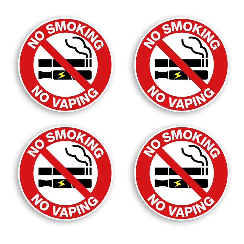 4 x 10cm No Smoking Vaping Sign Vinyl Stickers -