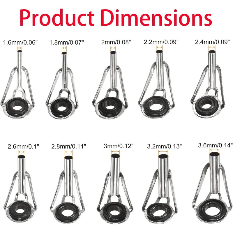 50 Pieces Fishing Rod Tip Repair Kit Rod Tips Kit