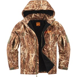 NEW VIEW Insulated Hunting Jacket for Men Cold Weather, Warm Camo Hunting Jackets with Hood, Water Resistant Hunting Clothes