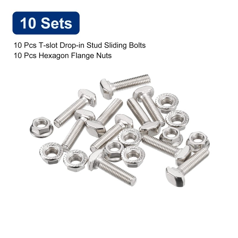 uxcell M5x20mm T Slot Drop-in Bolt and M5 Hexagon Flange