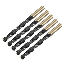 sourcing map 5pcs Straight Shank Twist Drill Bits 11mm Gold Titanium & Black Nitride Coated High Speed Steel (HSS) 4341 with 11mm Shank for Stainless Steel Alloy Metal Plastic Wood