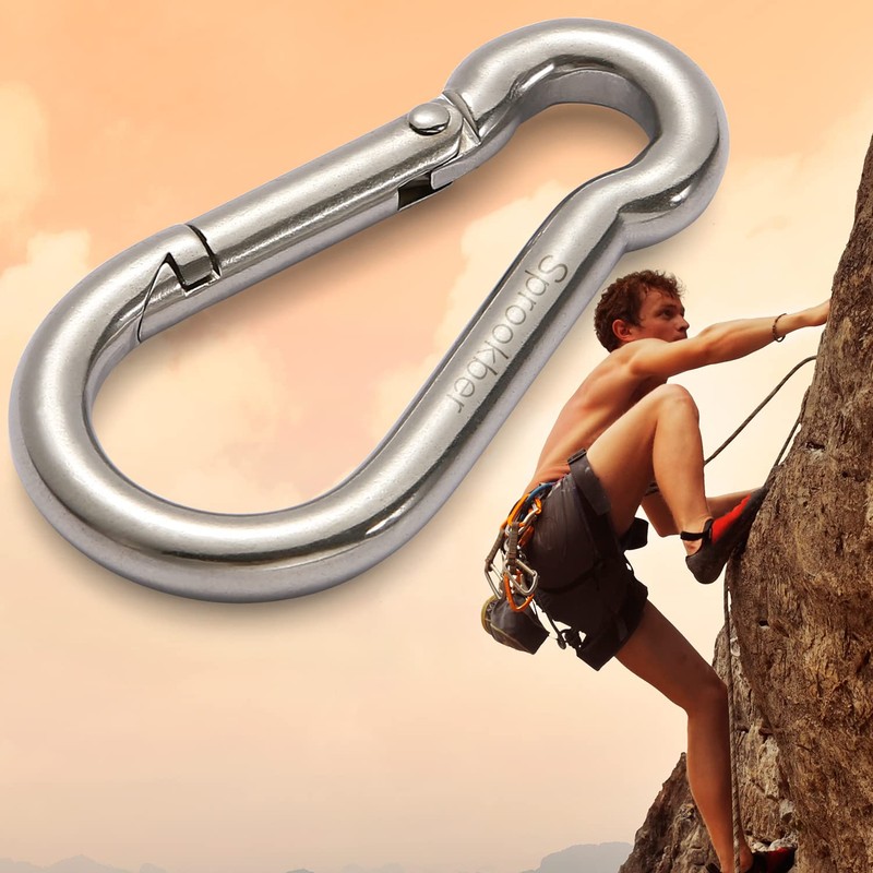 sprookber Carabiner Clips - 304 Stainless Steel Spring Snap Hook