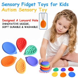 Aokeleilei Fidget Toys Sensory Stone for Kids, 6 Pack New Textured Worry Stone for Autism ADHD Teens Calm Down Quiet Anxiety Fidgets Stress Toys for Students Anxiety Relief