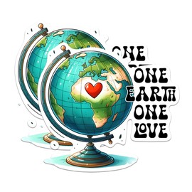 (2 Pack) One Earth One Love Magnets - Earth Day Earth Lover Eco Conscious Magnet - 5" On Longest Side - Premium Magnet - for Cars, Refrigerators, Toolboxes, Lockers - Made in USA - MAG0478
