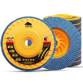 PRETEC Flap Discs 4 1/2 for Angle Grinder no Tools Installation 40 Grit, 4.5" x 7/8" High Density Trimmable Zirconia Type 29 Flap Sanding Disc for Grinding, Rust Removal and Sanding (10 Pack)