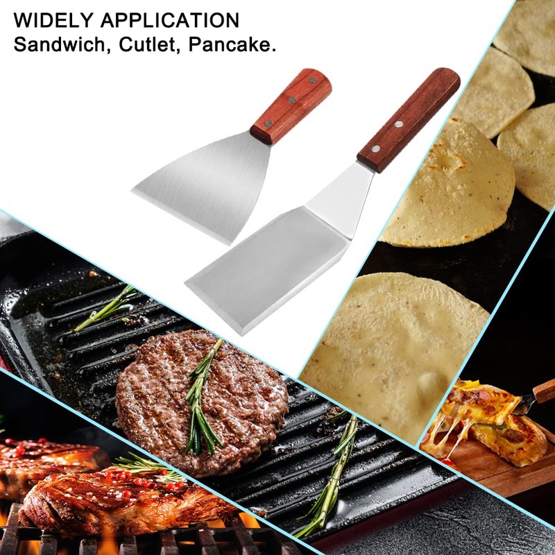 2 PCS Wood Handle Grill Spatula, lyfLux Stainless Steel Large