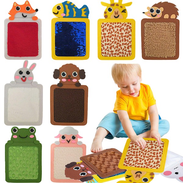 JUNSHUO 8PCS Animal Cognitive Sensory Toys, Visual and Tactile Stimuli,