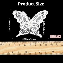 CABODYALS 30PCS White Butterfly Lace Applique Embroidered Butterflies with Faux Pearl Decorative Sew on Repair Patch Polyester Appliques for Sewing Making Clothes Hair Brides Dress DIY Craft Supply