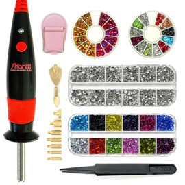 Afantti Hot Fix Applicator Wand Setter Bedazzler Tool Pen Gun Kit with | 9 Tips | & | 5000pcs Hotfix Rhinestones | for Clothes Shoes Hats Cards Fabric Crafts
