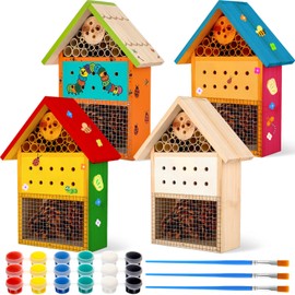 Leinuosen 4 Set Bug Hotel Kit, Wood DIY Cedar Craft for Building Bee, Hanging Insect Hotel for Bee, Butterfly, Ladybirds, Beneficial Insect Habitat, Educational Kit for Adults, Parents and Teachers