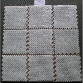 Carrara White Italian Carrera Marble Herringbone Mosaic Tile 5/8 x 1 1/4 Honed
