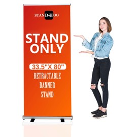 Retractable Banner Stand - 33.5"x80" STANDARD Retractable Roll Up Banner Stand with Travel Bag for Trade Shows Retail Display Corporate Events, Advertising (33.5"x80"STAND ONLY)