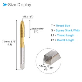 CoCud Spiral Point Tap Metric M6 x 1 Thread Titanium Coated High Speed Steel 6542 Spiral Milling Thread Tap - (Application: For Tap Drilling Machines)