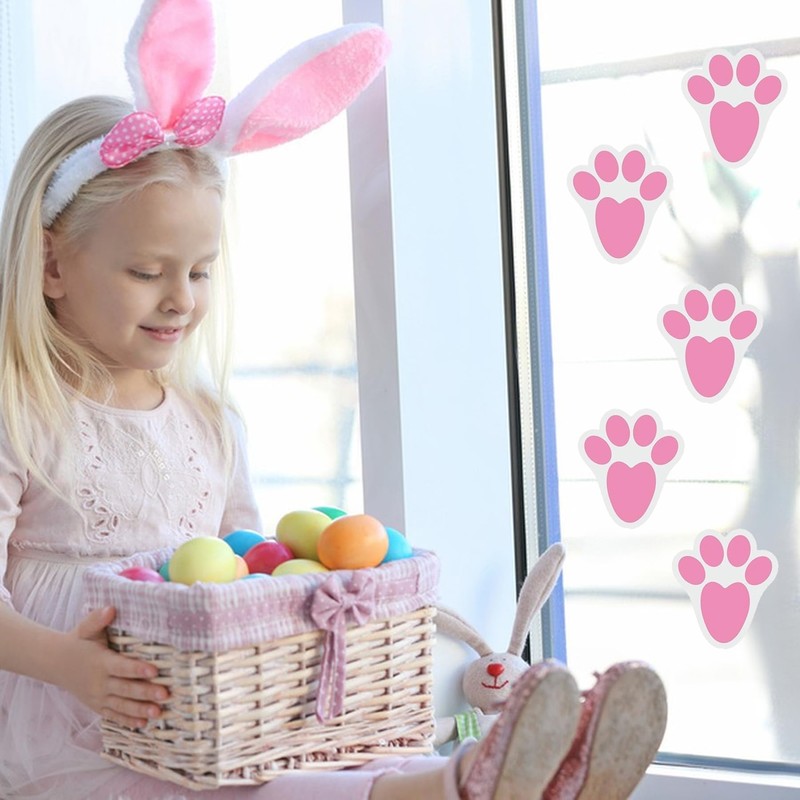 Ocosy 24Pcs Removable Easter Bunny Paw Prints Rabbit Paw Print