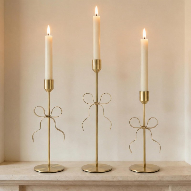 Bow Candle Holder - Bow Candlestick Holder Set of 3
