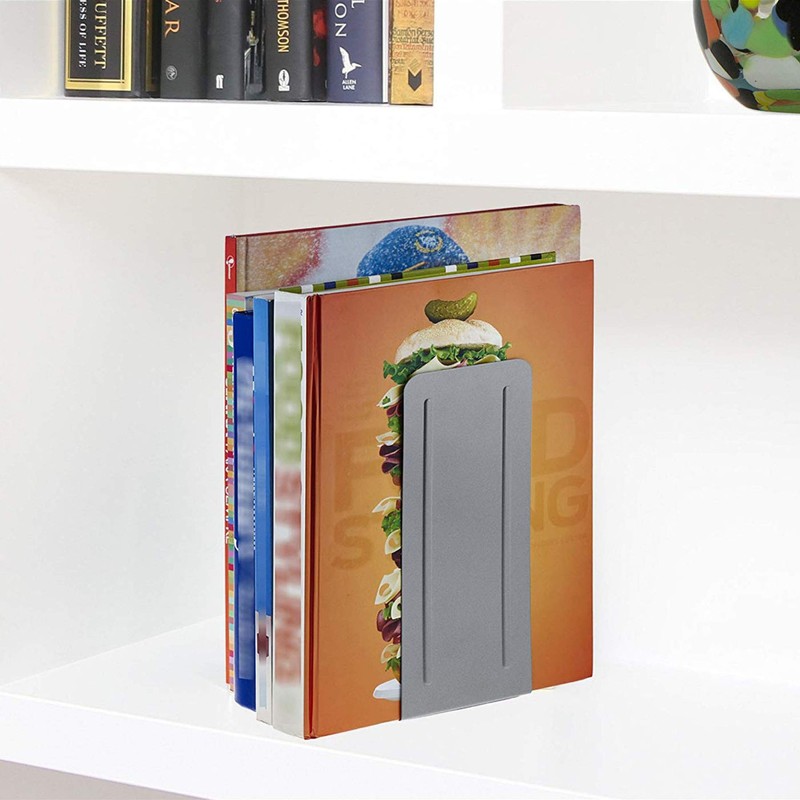 Acrimet Jumbo Premium Metal Bookends 9" (Heavy Duty) (Silver Color)