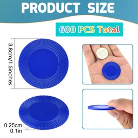 Coopay 600 Pieces Plastic Poker Chips Poker Card Game Chips Bulk Learning Counters Disks Bingo Chip Counting Markers for Math Practice, Game Tokens and Teaching Rewards, 38 mm/ 1.5 Inches (Blue)