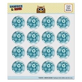 Geometric Flower Pattern Puffy Bubble Dome Scrapbooking Crafting Sticker Set