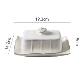 WAIT FLY Vintage Ceramic Butter Dish with Lid for Kitchen Countertop, Home Decorative-White-1 PCS