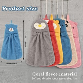 Tatuo Set of 6 Children's Towels, Animal Children's Towel Set, Microfibre Towel Set, Quick Drying Wash Cloths with Hanging Eyelet, Baby Bath Towel, Shower Towel for Kitchen and Bathroom, Home and