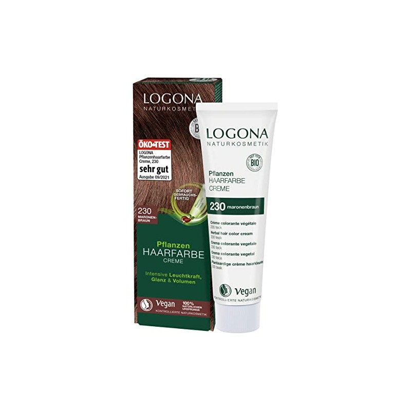 Logona Herbal Hair Color Cream, 230 Chestnut Brown, 150 ml