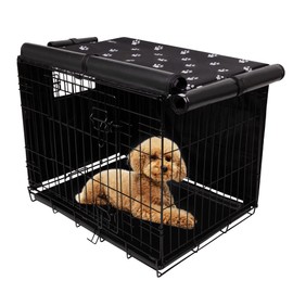Pet Prime Dog Crate Cover Indoor/Outdoor Durable Windproof 600D Oxford Fabric Pet Kennel Cover Fit for 24 30 36 42 48 Inches Wire Dog Crate for Small and Large Dogs-Cover Only(42 Inch (42"x28"x30"))