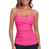 RELLECIGA Women's Neon Rose Ruched Bandeau Tankini Top Swimsuits Size