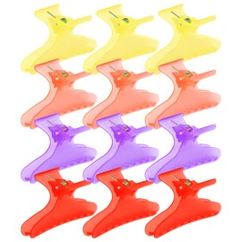 Ondder 12 Pcs Butterfly Hair Clips for Styling Sectioning Pro Salon Butterfly Plastic Claw Clips Hair Styling Clip Barber Clips for Cutting, Coloring Hair, Hair Accessories for Women Girls
