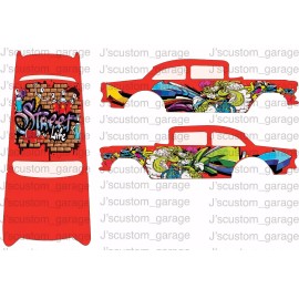 graffiti 55 gasser 1/64 custom water slide decal for Hot Wheels