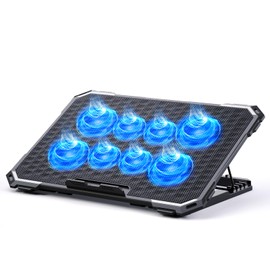 ICE COOREL Laptop Cooling Pad with 8 Cooling Fans, Cooling Pad for Laptop Fan 13-15.6 Inch, Laptop Cooler Stand with 6 Height Adjustable, Notebook Cooler Pad with Two USB Port [2025 Version]