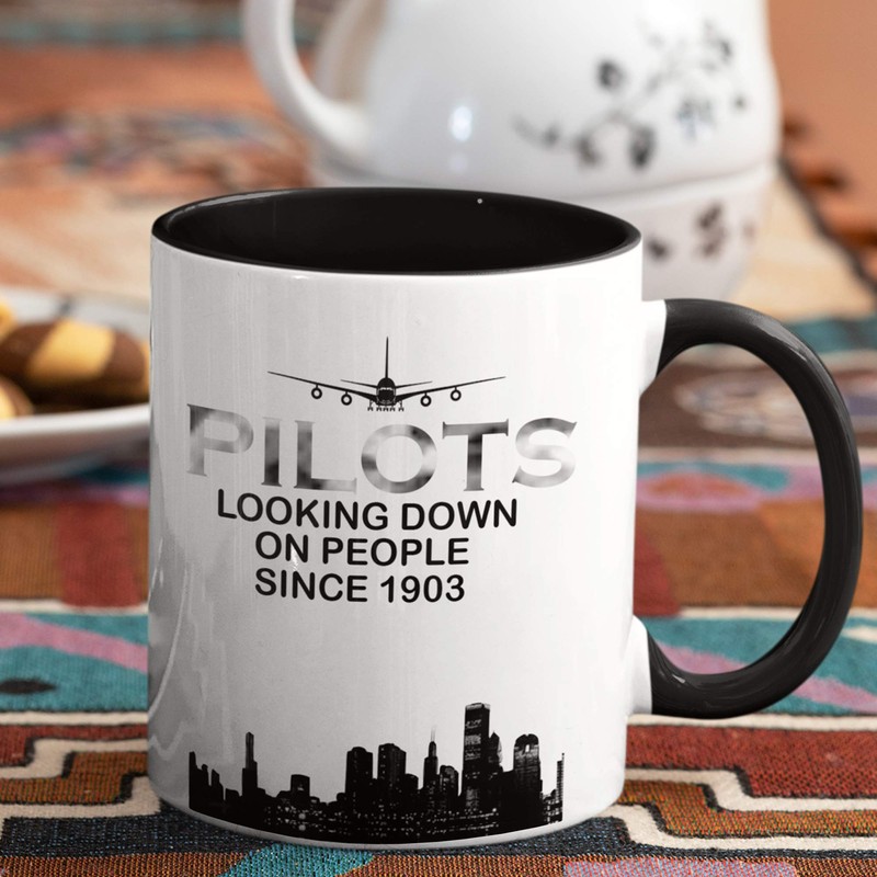 Unique Airplane Pilot Mug - Aviation Gift - Two Tone