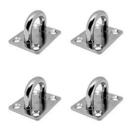 PRIOstahl Eye Plates, Lashing Eyelet, Ceiling Eyelet, Deck Plate, Mast Plate, 35 x 40 mm x 4 Pieces, Wall Eyelet, Cover Plate, Heavy Duty Anchor Plate, Mast Plate, Eyelet, Awning, Punch Bag, Cable