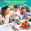HOPANDOS 56-Piece Acrylic Building Blocks for Toddlers 1-3, Montessori Alphabet