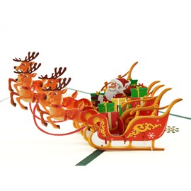 FONBAY 3D Christmas Cards, Merry Christmas Greeting Cards 3D Pop Up Xmas Gift Cards Xmas Tree Happy Holiday Theme Cards for Christmas Winter Holiday (Sled)