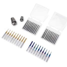 LUNYEE 40pcs End Mills CNC Router Bits with ER11, ER16 Collet, 1/8" Shank CNC Cutter Milling Carving Bit Set Including 2-Flute Flat Nose & Ball Nose, Nano Blue Coat & Titanium Coat CNC Bits