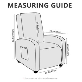 molasofa Recliner Chair Covers Small Size - 4 Pieces Leather Like Extra Small Recliner Chair Covers Stretch Recliner Slipcover for Lazy Boy Wide Recliner Chair Washable (Light Brown)