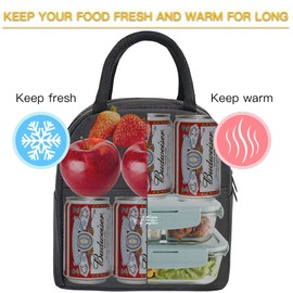 Grey Reusable Lunch Bags for Women Insulated Lunch Box Lunch Bag Women Leakproof Cooler Bag Lunch Container Meal Prep Womens Lunchbox for Men Lunch Tote Bag Lunchboxes Thermal Lunch Box
