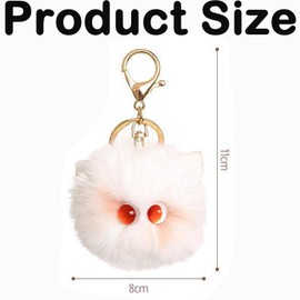 GETFACAI 4 PCS Cat Keyring, Fluffy Keyring, Pom Pom Keyring, Highly Attractive and Multifunctional Plush Keychain, Keyfob Accessory, Backpack for Woman Girls Birthday Mother's Day Gifts (8cm)