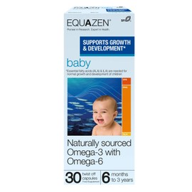 EQUAZEN Baby Capsules | Omega 3 & 6 Supplement | Supports Brain Function | Blend of DHA, EPA & GLA | Add to Food/Drink | for Babies from 6 Months to 3 Years | 30 Capsules