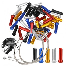 Pack of 52 Bowden Cable Universal Bicycle Gear Cable Se, End Caps Brake Cable, Colourful Bowden Cable Nipple, 50 End Caps and 2 Brake Cables, Universal, for Mountain Bike, Road Bike, City Bike