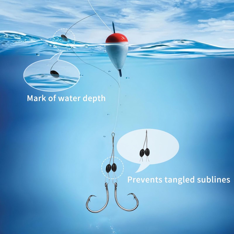 600 PCS Fishing Rubber Bobber Stoppers, 6 in 1 Rubber