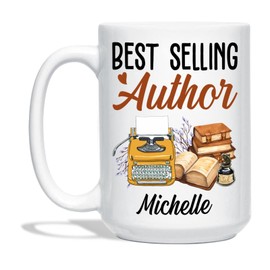 Best Author Ceramic Cup - Custom Writing Porcelain Mug - Journalist Present - Book Gifts From Coworker - Author Mug - Customized Novelist Cup With Name - White Pottery Cup 11oz or 15oz